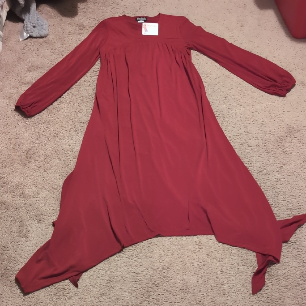 Linear By Rachel Riss Chic Red Long Sleeve Dress